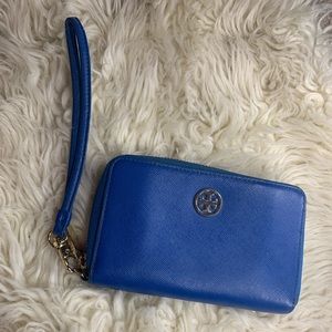 Navy blue Tory Burch wallet wristlet